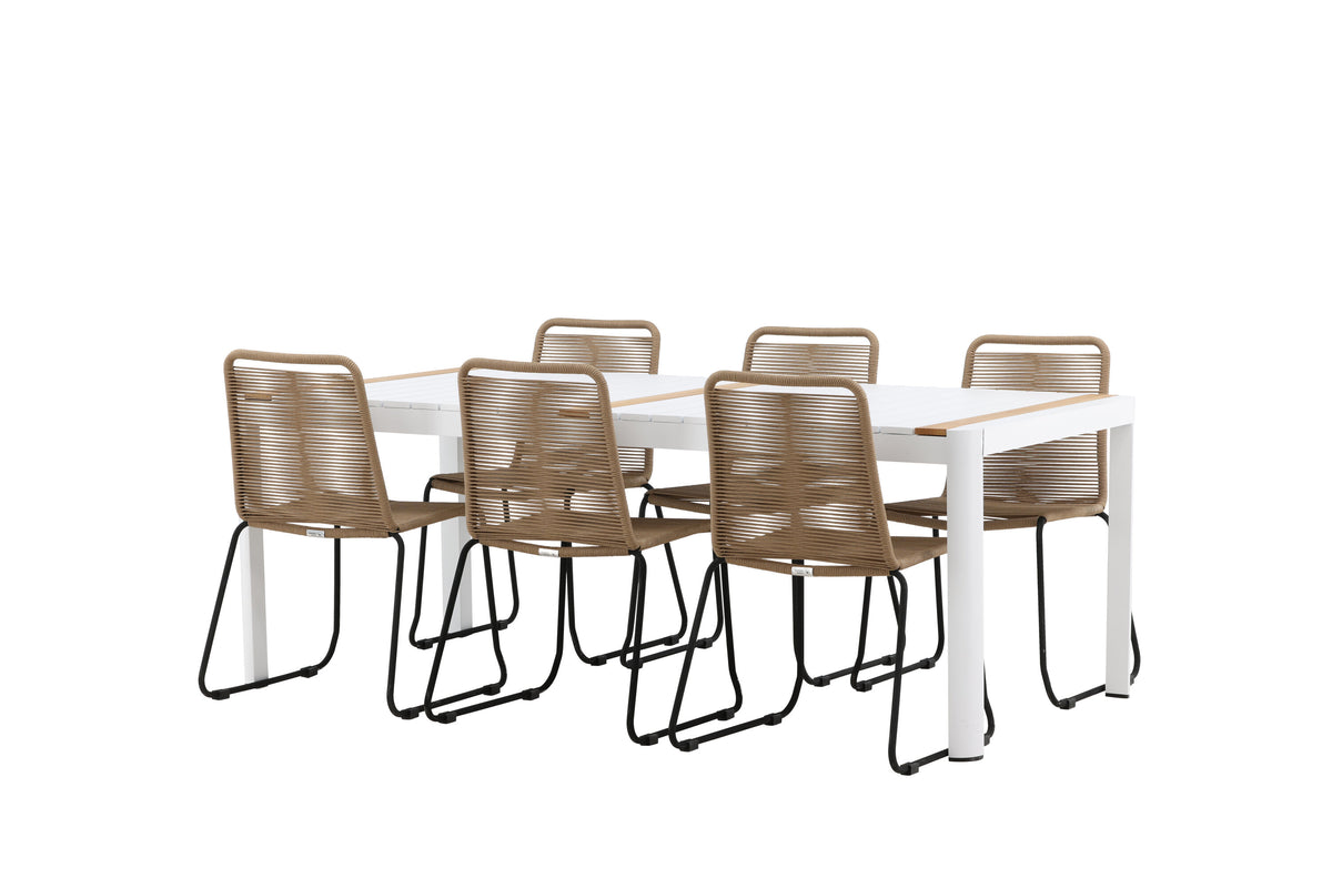 Togo Matbord med Lindos Stolarna – Bord: 75x200x100 Stol: 59x86x57