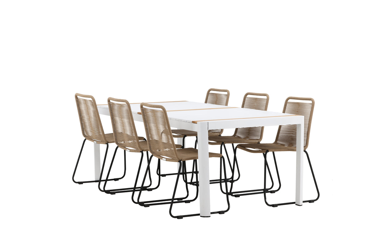 Togo Matbord med Lindos Stolarna – Bord: 75x200x100 Stol: 59x86x57