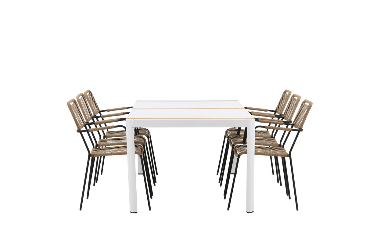 Togo Matbord med Lindos Stolarna – Bord: 75x200x100 Stol: 66x85x55