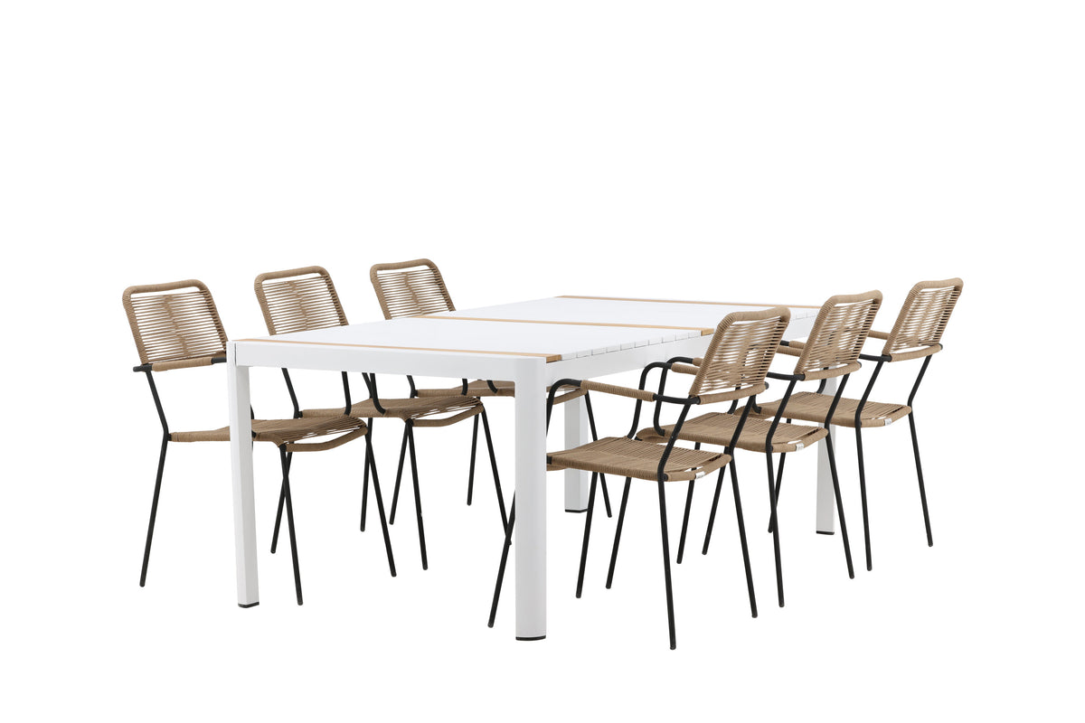 Togo Matbord med Lindos Stolarna – Bord: 75x200x100 Stol: 66x85x55