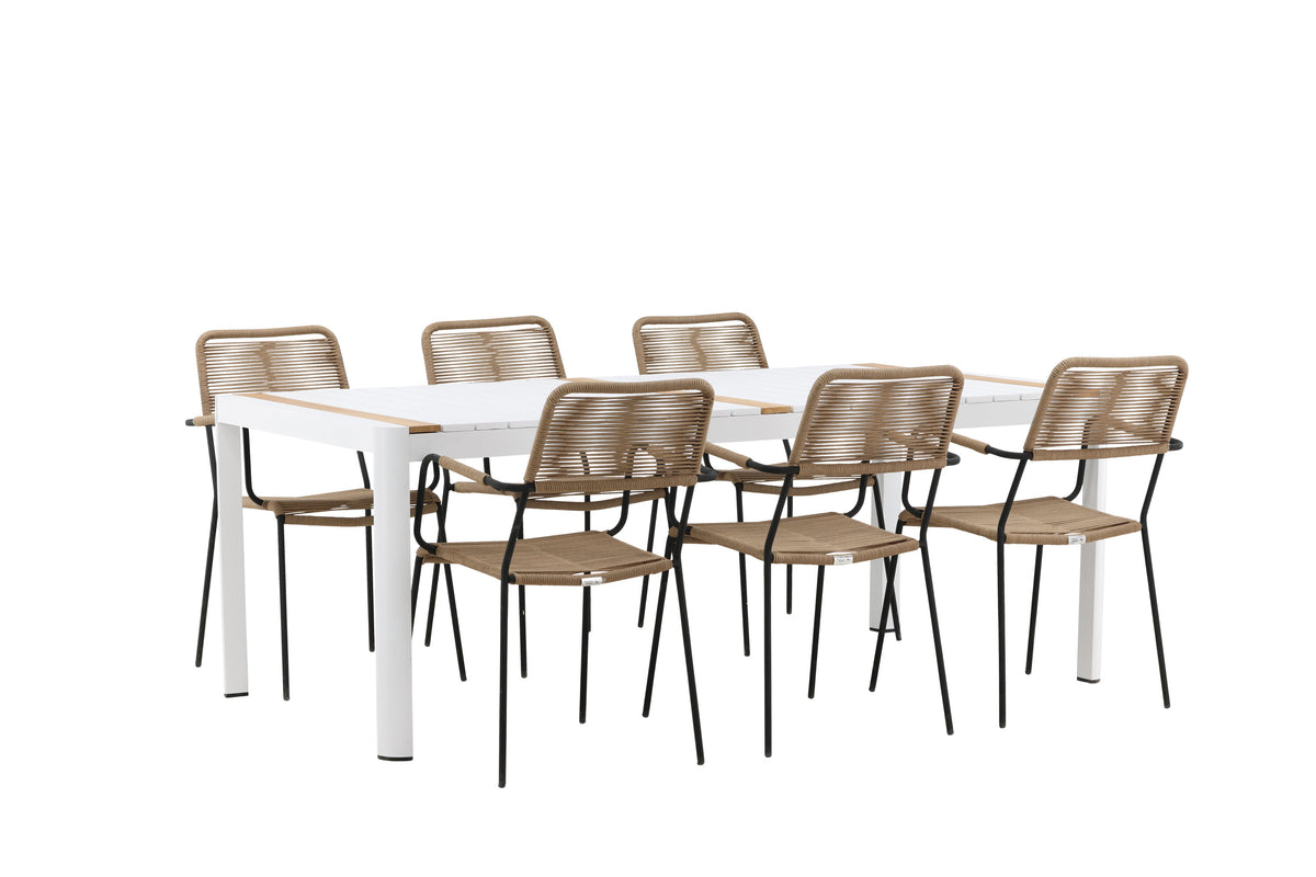 Togo Matbord med Lindos Stolarna – Bord: 75x200x100 Stol: 66x85x55