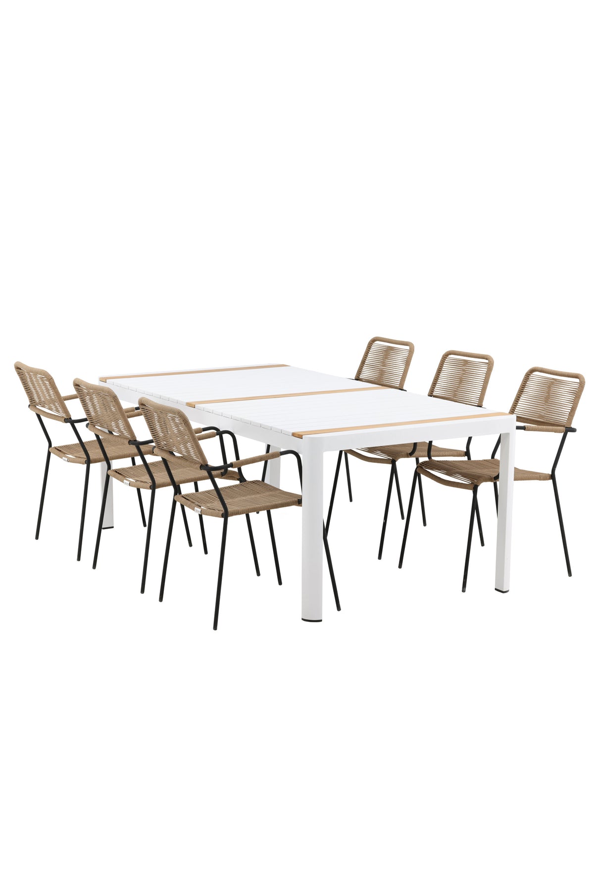 Togo Matbord med Lindos Stolarna – Bord: 75x200x100 Stol: 66x85x55
