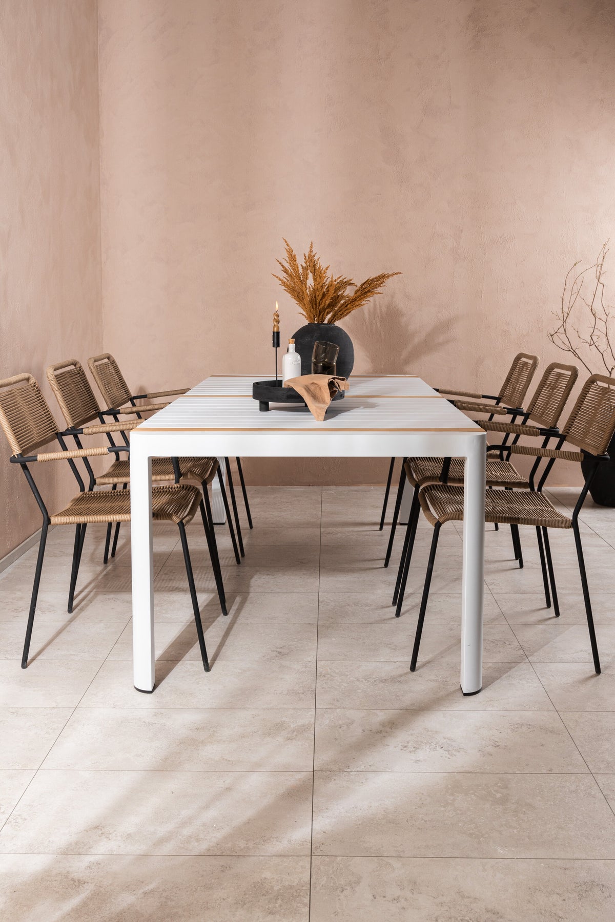 Togo Matbord med Lindos Stolarna – Bord: 75x200x100 Stol: 66x85x55