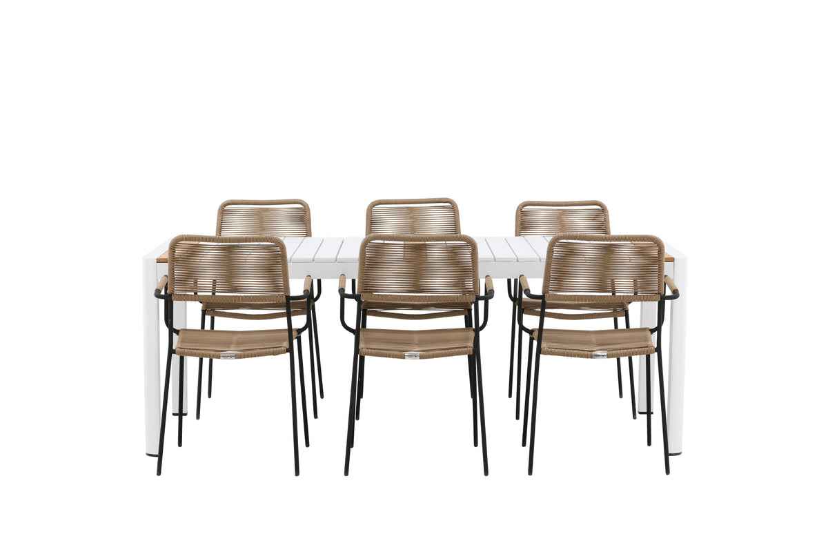 Togo Matbord med Lindos Stolarna – Bord: 75x200x100 Stol: 66x85x55