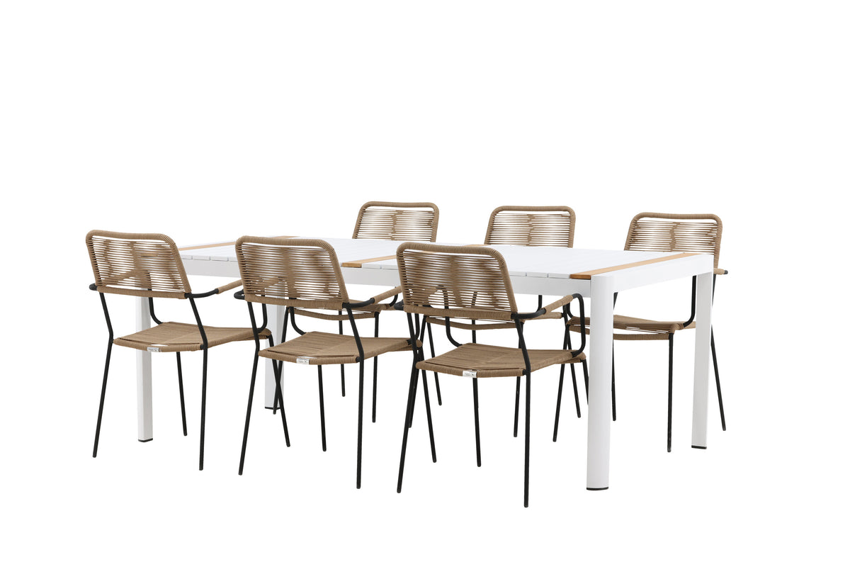 Togo Matbord med Lindos Stolarna – Bord: 75x200x100 Stol: 66x85x55