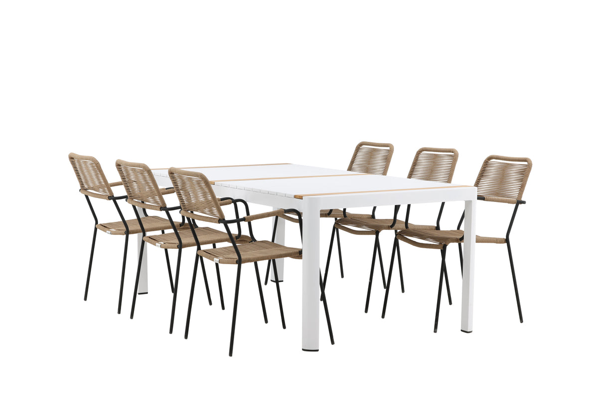 Togo Matbord med Lindos Stolarna – Bord: 75x200x100 Stol: 66x85x55