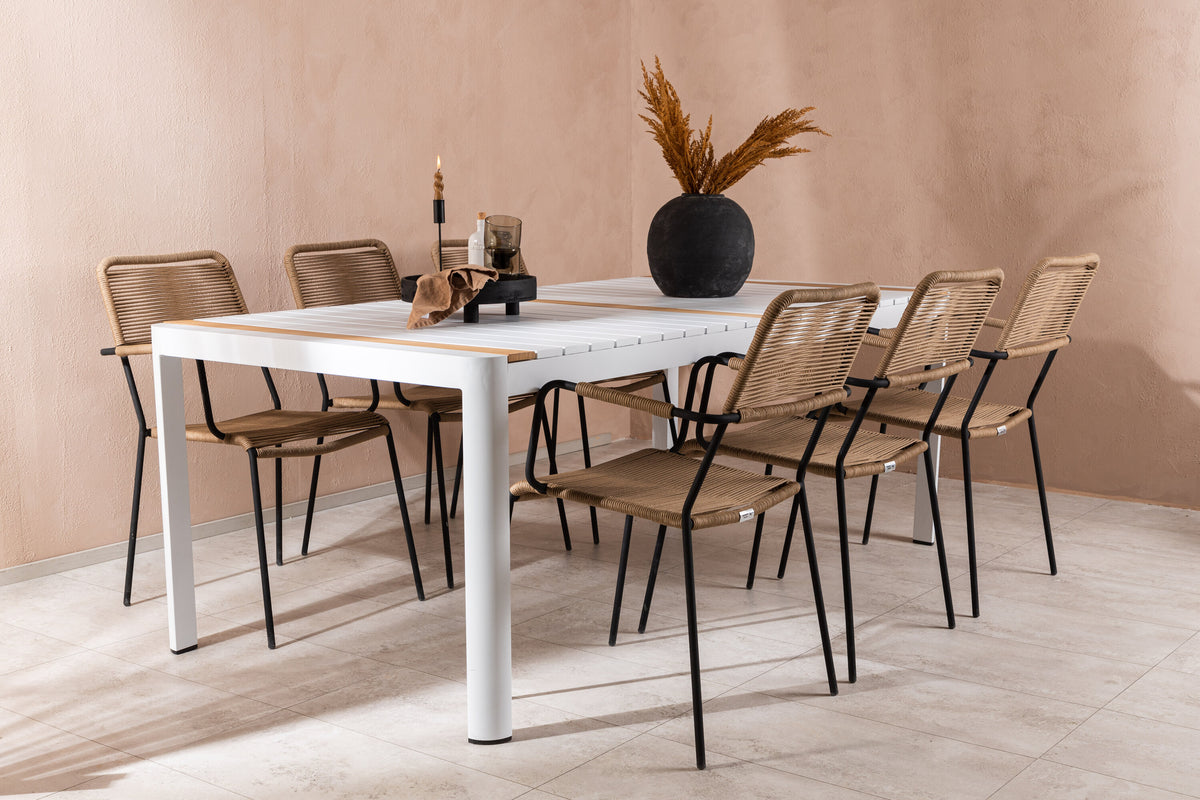 Togo Matbord med Lindos Stolarna – Bord: 75x200x100 Stol: 66x85x55