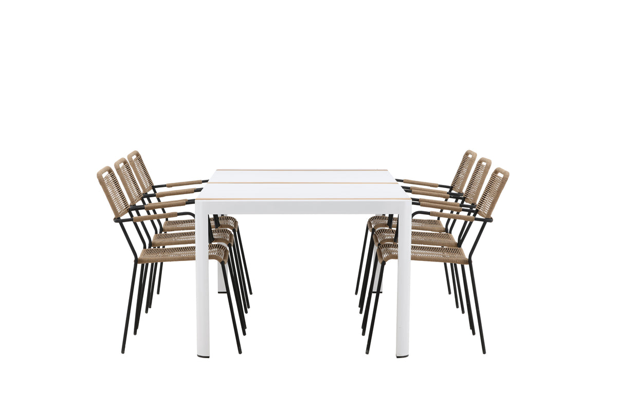 Togo Matbord med Lindos Stolarna – Bord: 75x200x100 Stol: 66x85x55