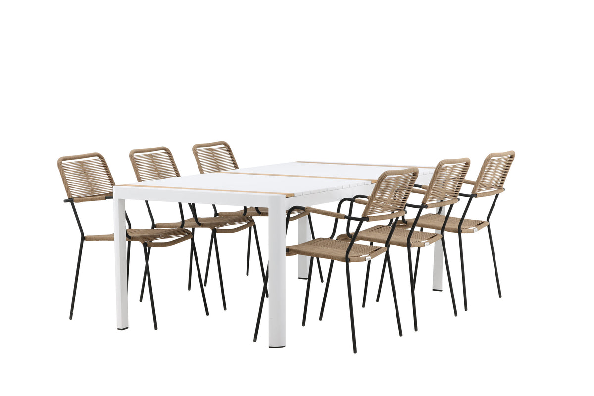 Togo Matbord med Lindos Stolarna – Bord: 75x200x100 Stol: 66x85x55