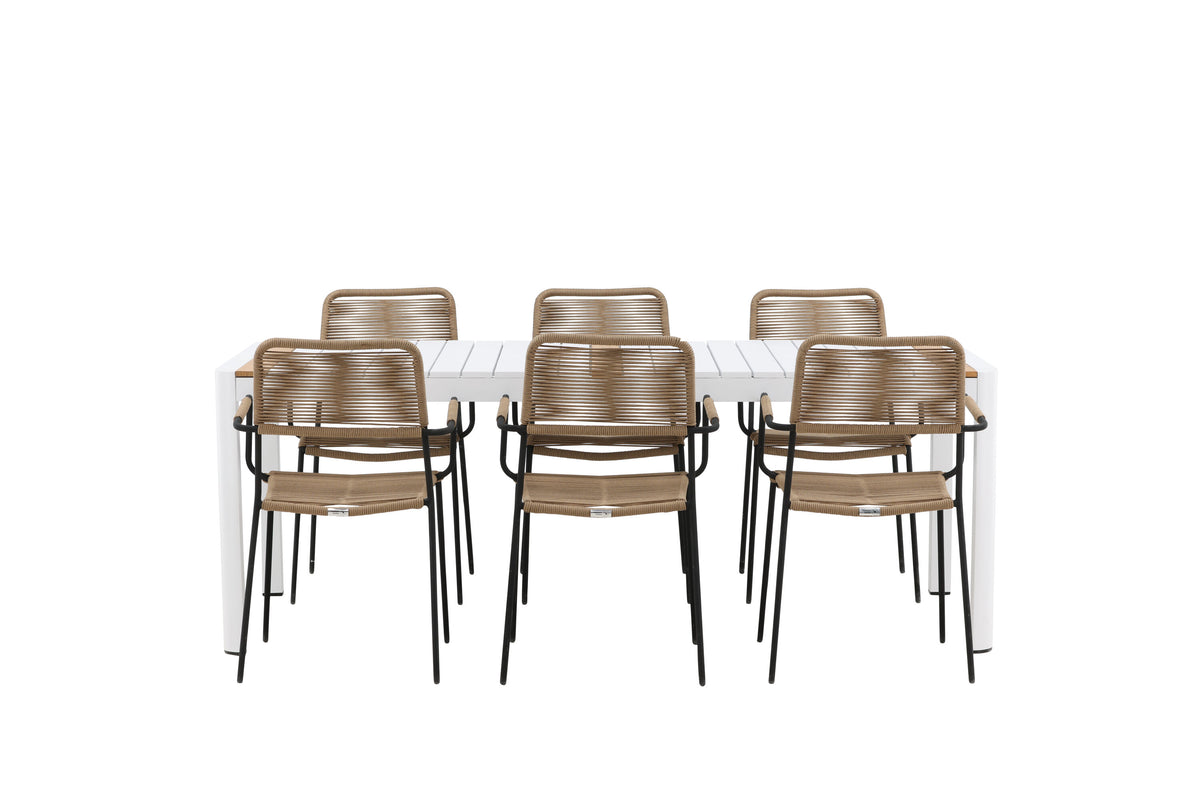 Togo Matbord med Lindos Stolarna – Bord: 75x200x100 Stol: 66x85x55