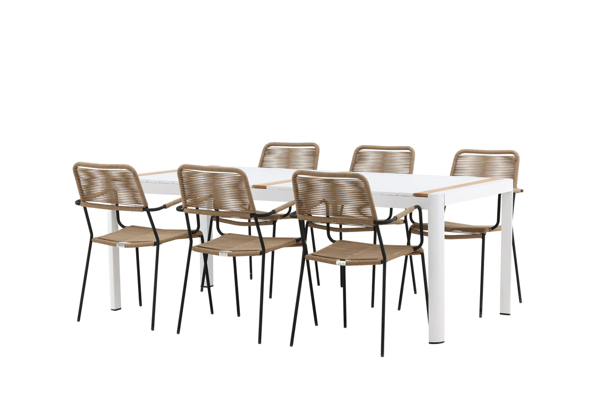 Togo Matbord med Lindos Stolarna – Bord: 75x200x100 Stol: 66x85x55