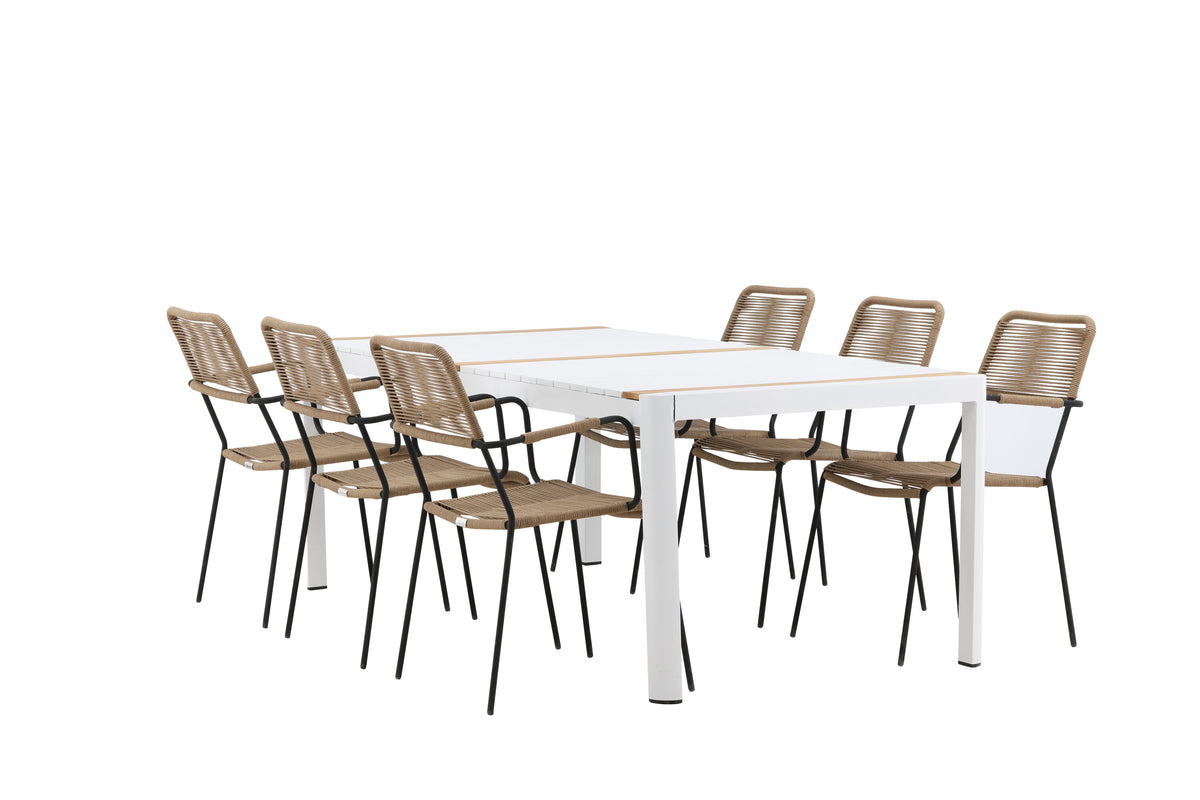 Togo Matbord med Lindos Stolarna – Bord: 75x200x100 Stol: 66x85x55