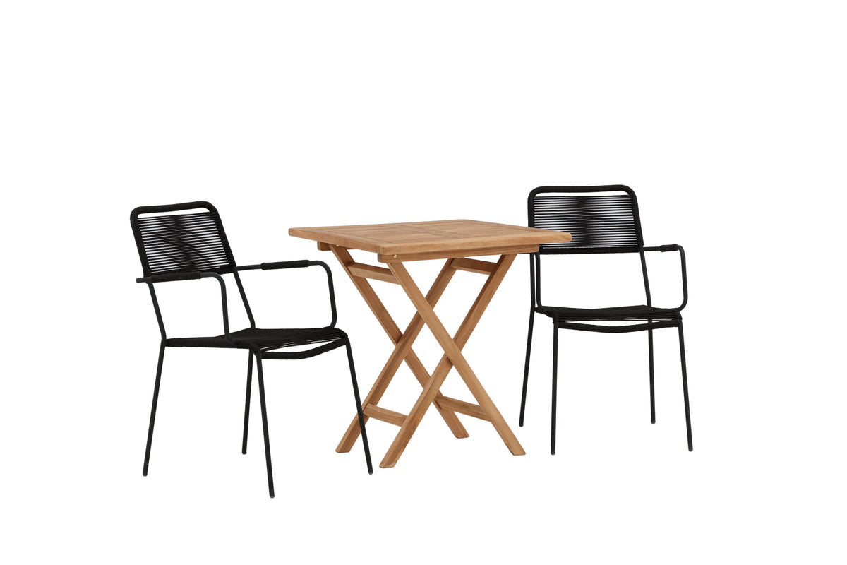 Kenya Matbord med Lindos Stolarna – Bord: 75x70x70 Stol: 66x85x55