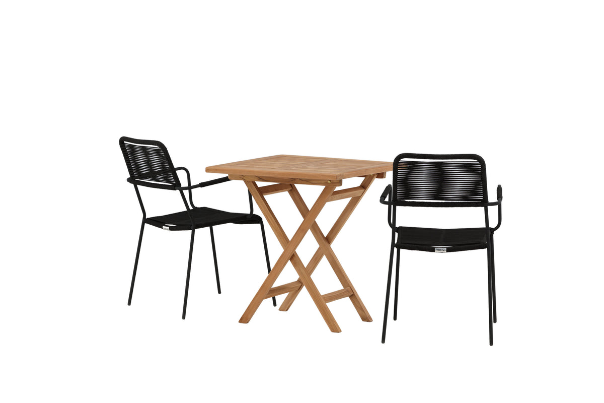 Kenya Matbord med Lindos Stolarna – Bord: 75x70x70 Stol: 66x85x55