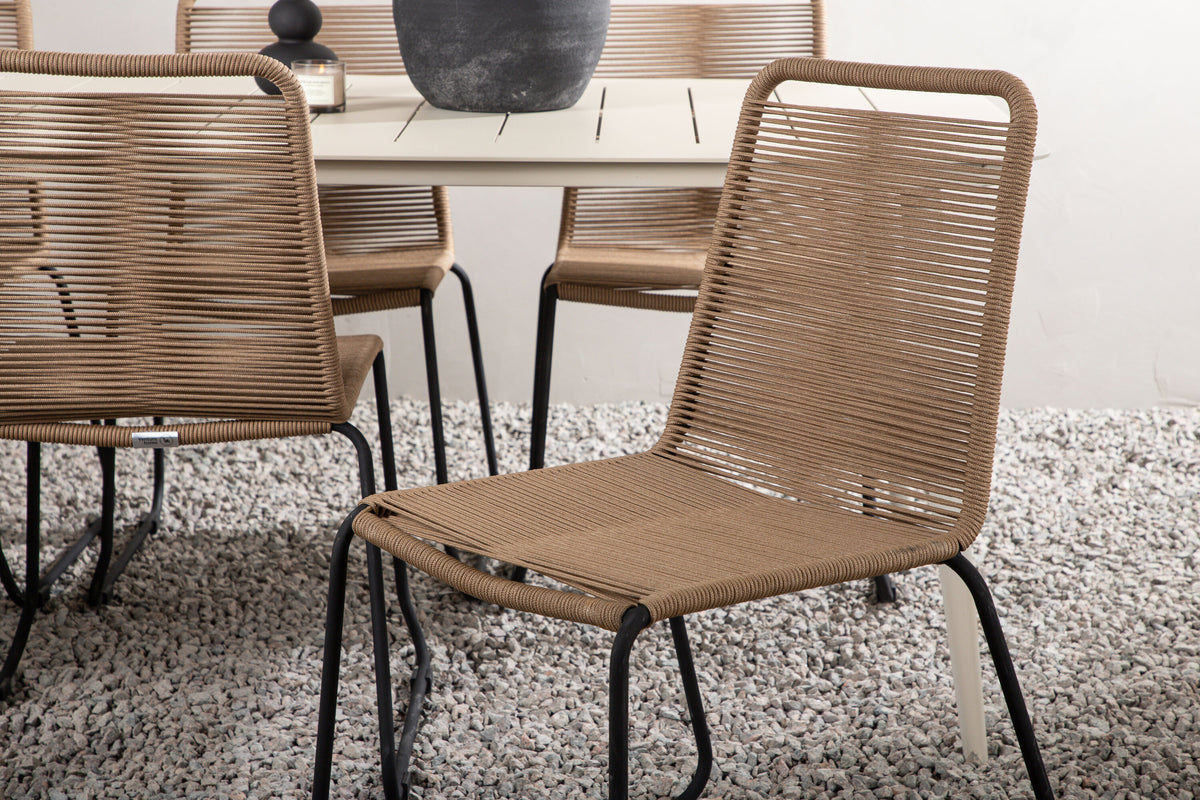 Lina Matbord med Lindos Stolarna – Bord: 75x200x90 Stol: 59x86x57