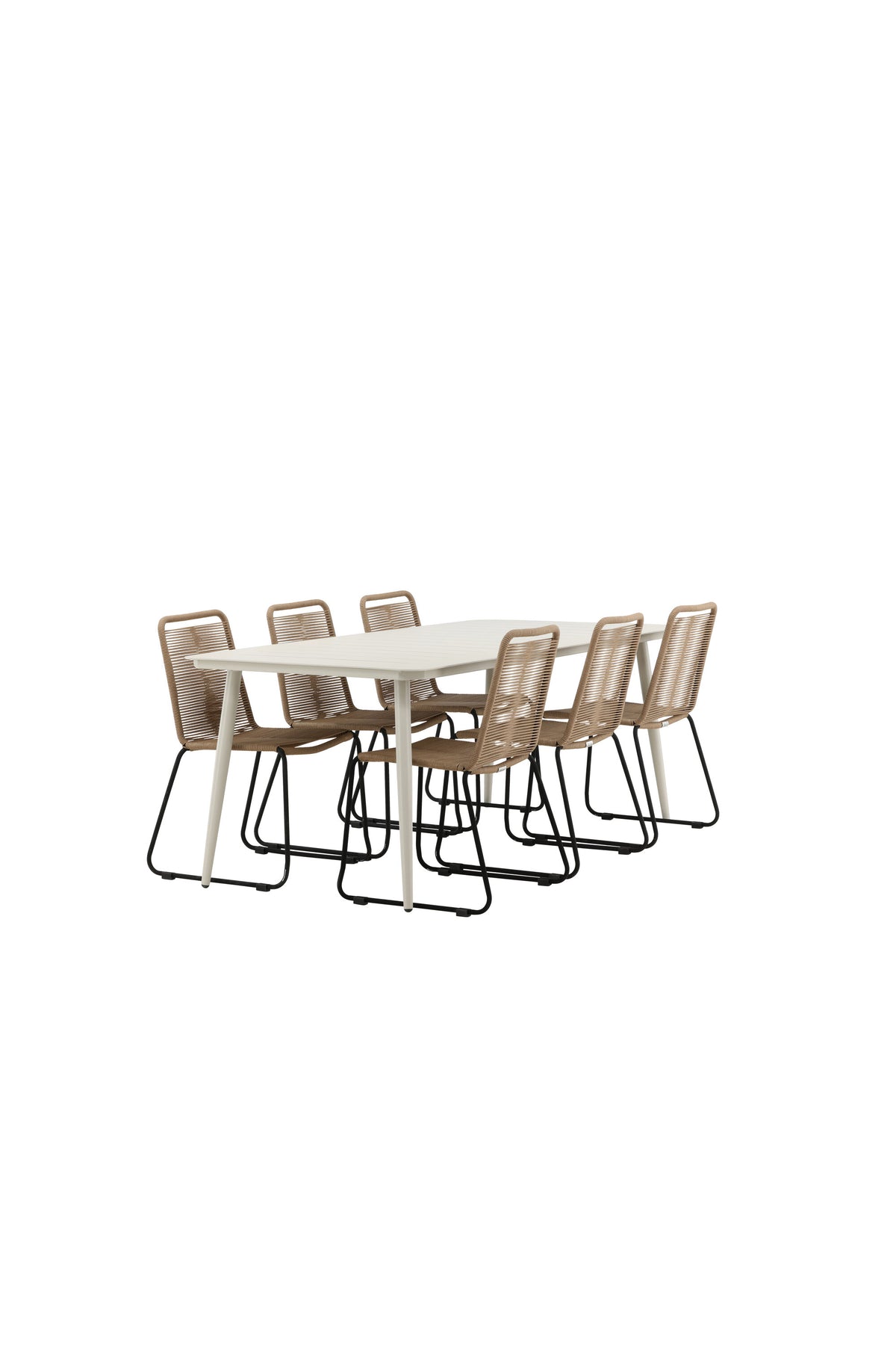 Lina Matbord med Lindos Stolarna – Bord: 75x200x90 Stol: 59x86x57