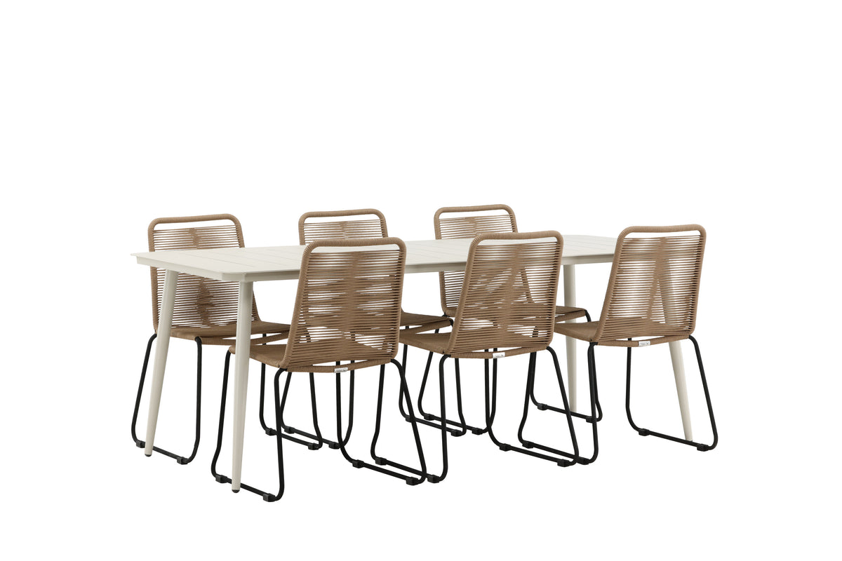 Lina Matbord med Lindos Stolarna – Bord: 75x200x90 Stol: 59x86x57