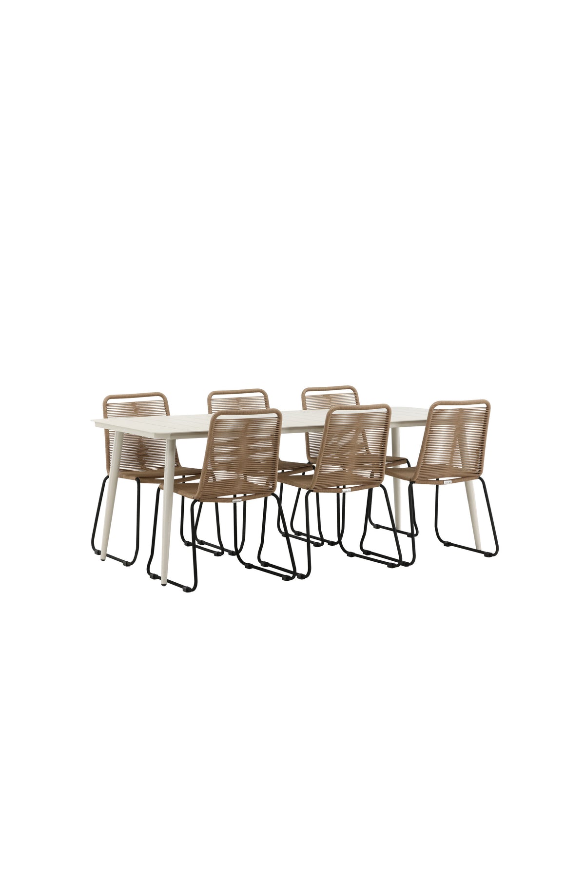 Lina Matbord med Lindos Stolarna – Bord: 75x200x90 Stol: 59x86x57