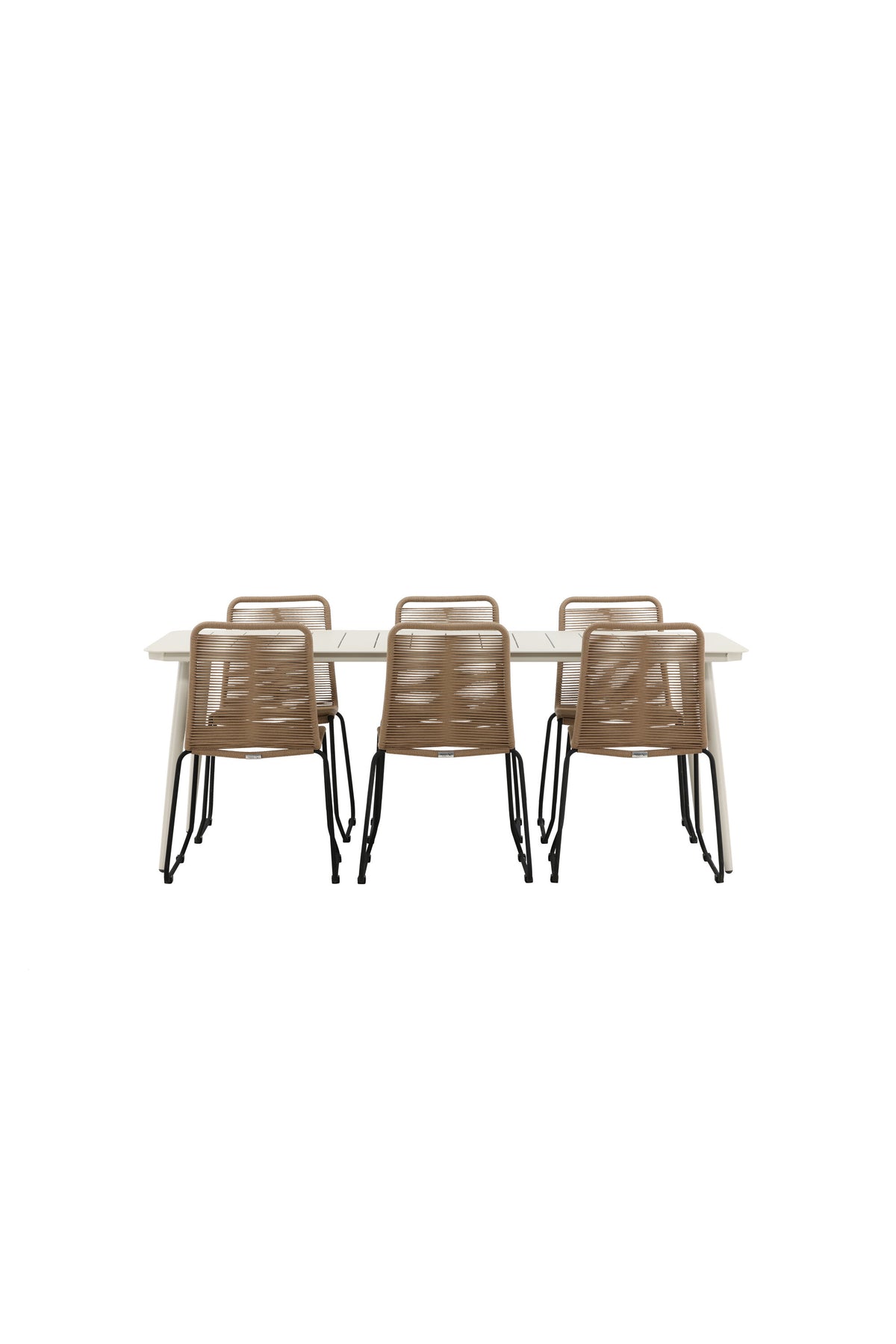 Lina Matbord med Lindos Stolarna – Bord: 75x200x90 Stol: 59x86x57