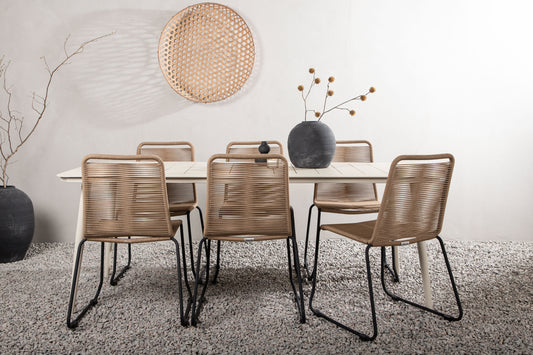 Lina Matbord med Lindos Stolarna – Bord: 75x200x90 Stol: 59x86x57
