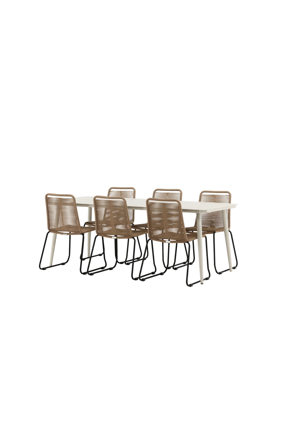 Lina Matbord med Lindos Stolarna – Bord: 75x200x90 Stol: 59x86x57