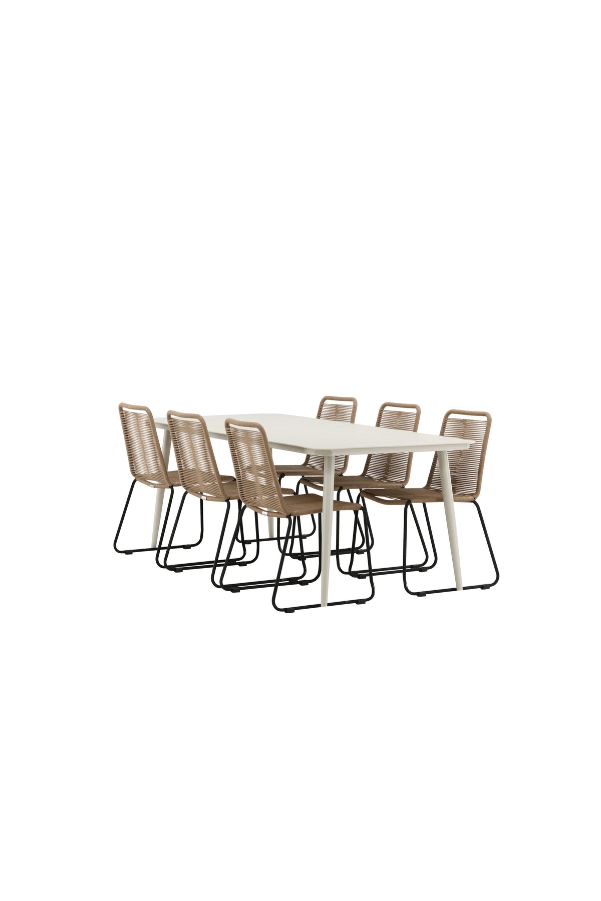 Lina Matbord med Lindos Stolarna – Bord: 75x200x90 Stol: 59x86x57
