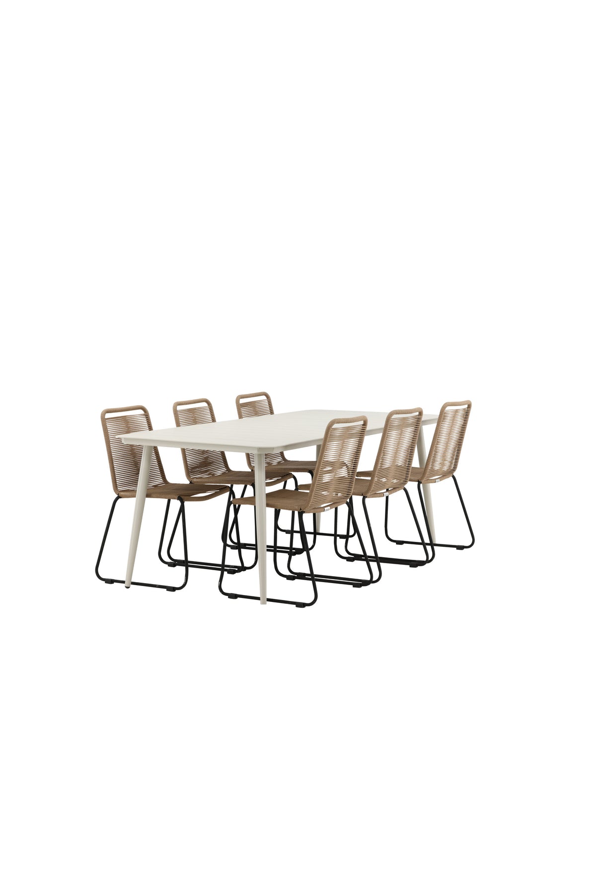Lina Matbord med Lindos Stolarna – Bord: 75x200x90 Stol: 59x86x57