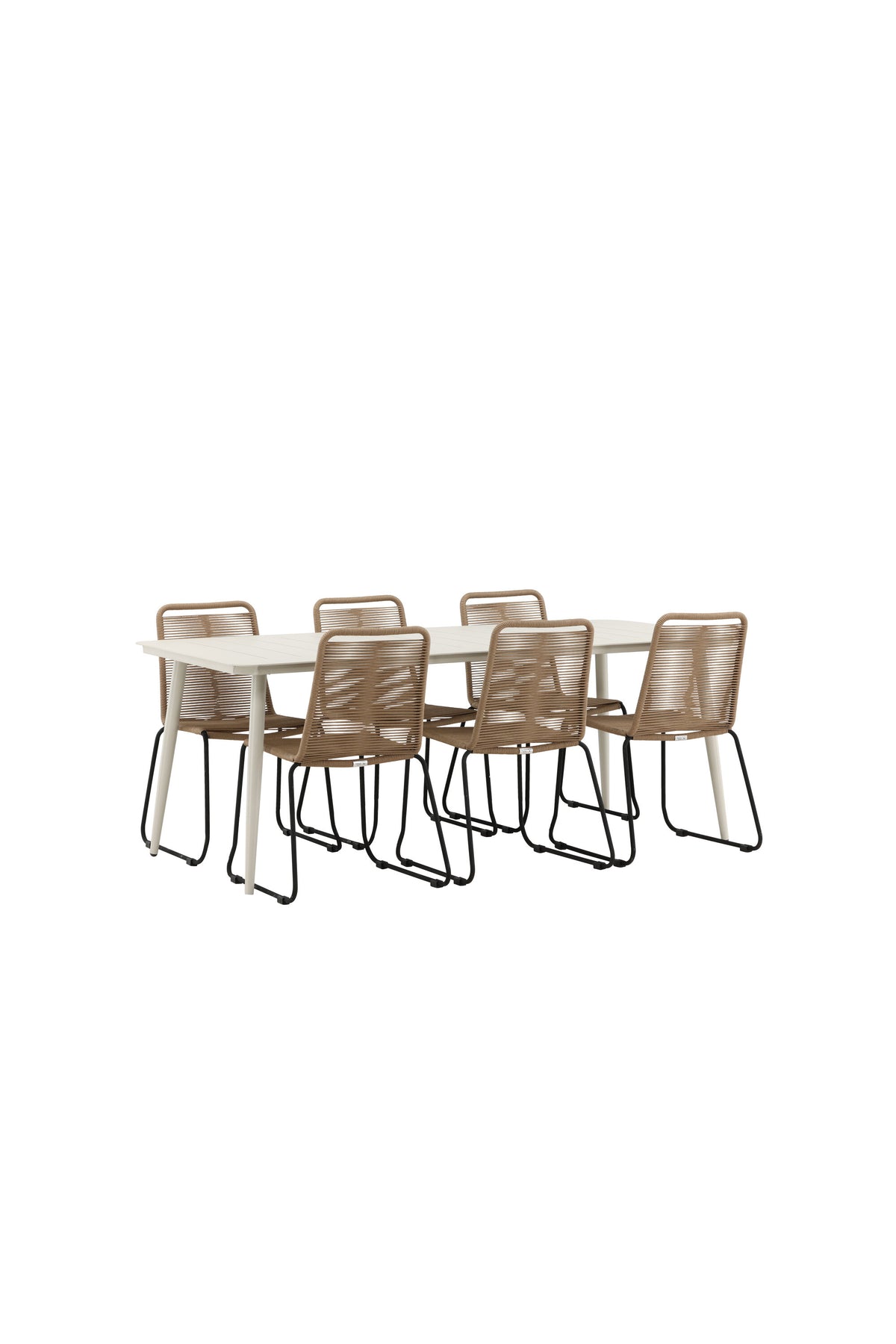 Lina Matbord med Lindos Stolarna – Bord: 75x200x90 Stol: 59x86x57