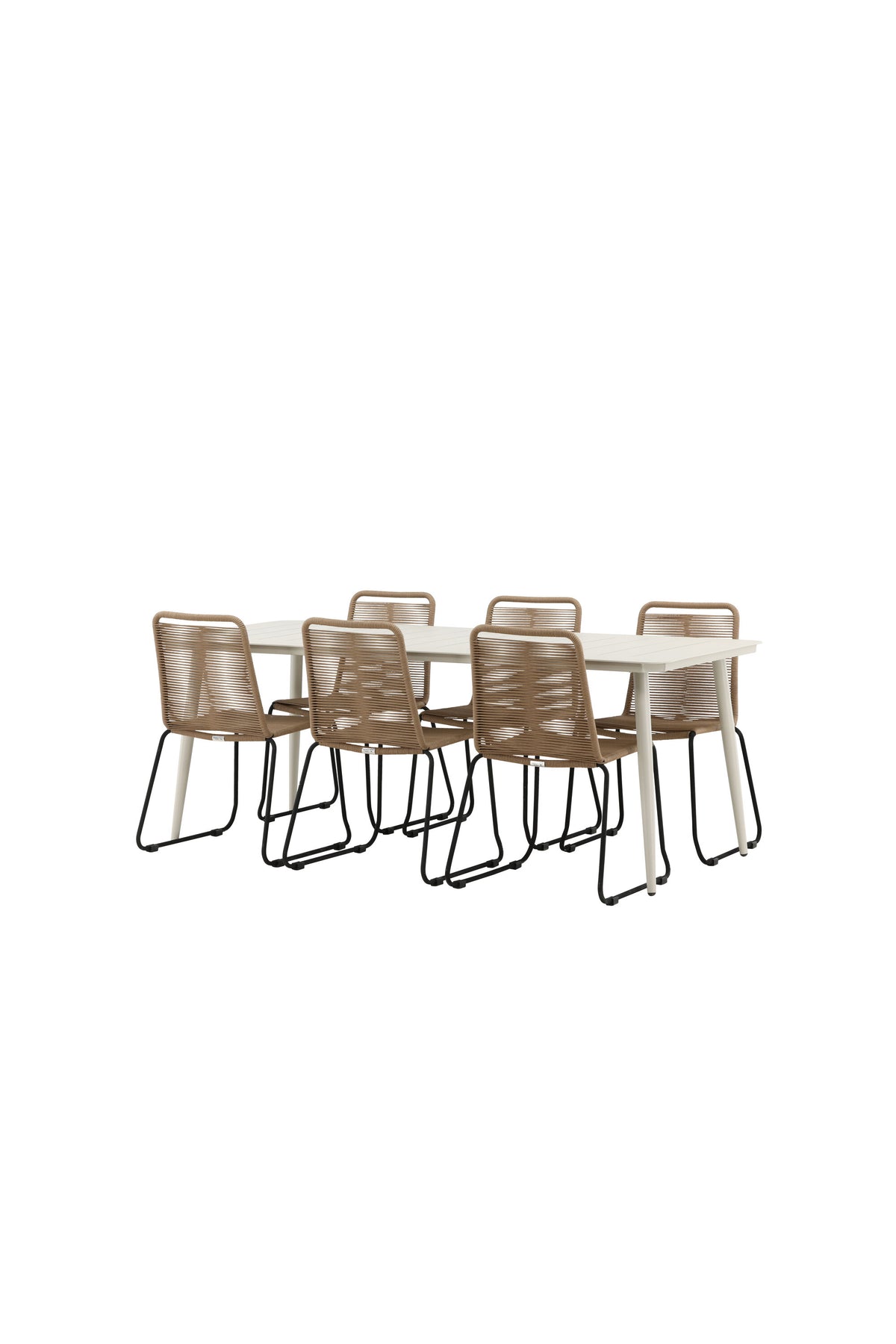 Lina Matbord med Lindos Stolarna – Bord: 75x200x90 Stol: 59x86x57
