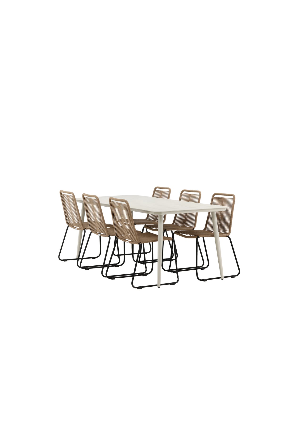 Lina Matbord med Lindos Stolarna – Bord: 75x200x90 Stol: 59x86x57