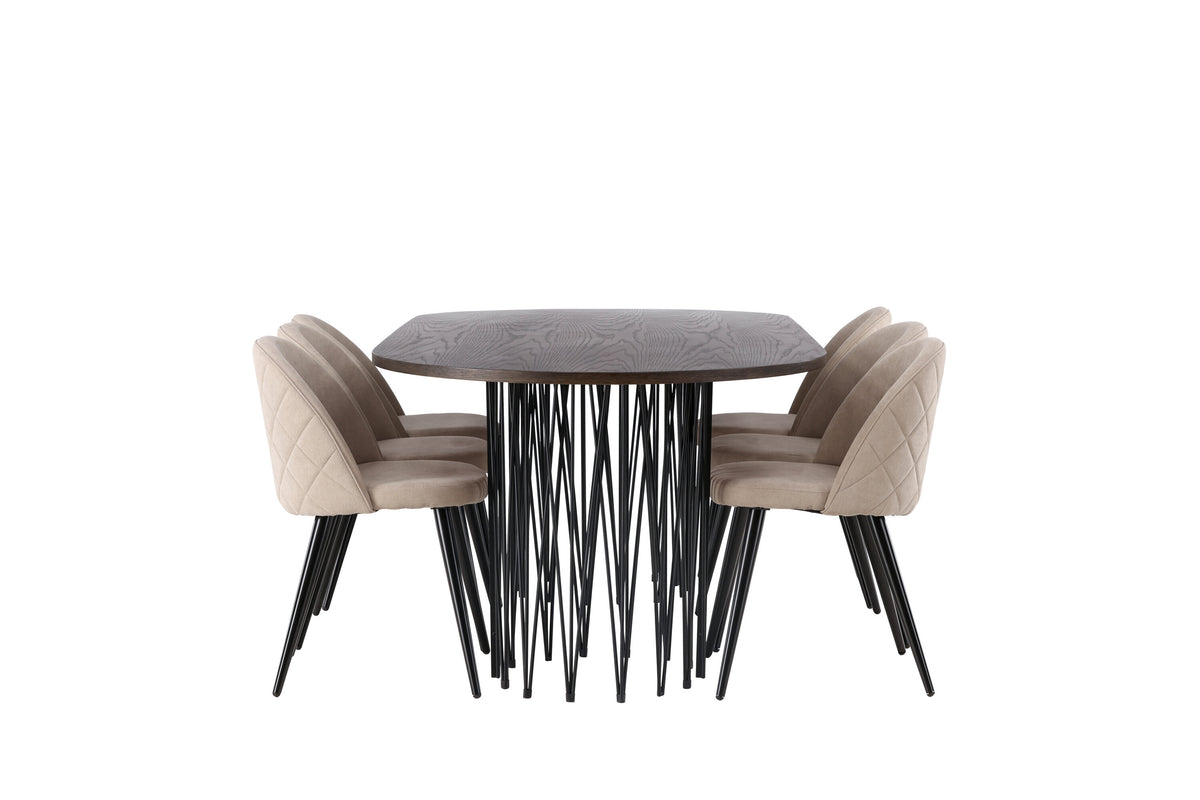 Stone Matbord med Velvet Stolarna – Bord: 74x220x100 Stol: 57x76,5x50