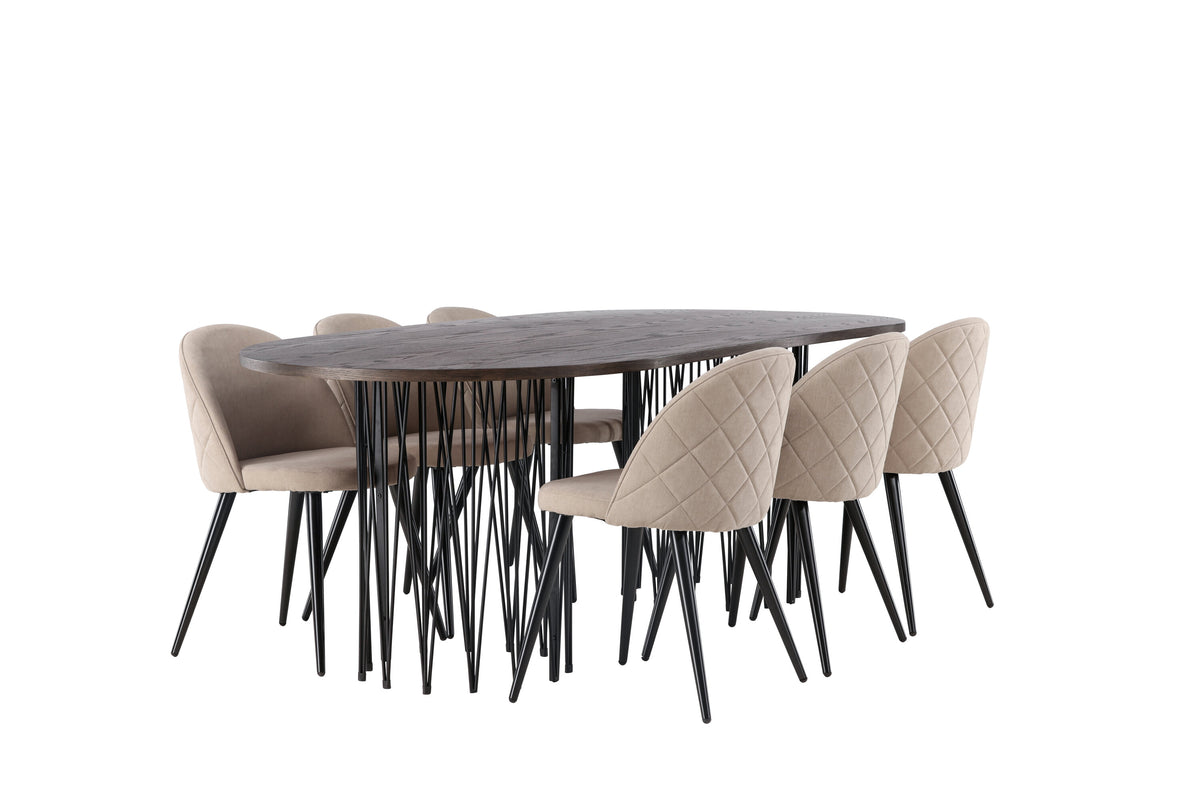 Stone Matbord med Velvet Stolarna – Bord: 74x220x100 Stol: 57x76,5x50