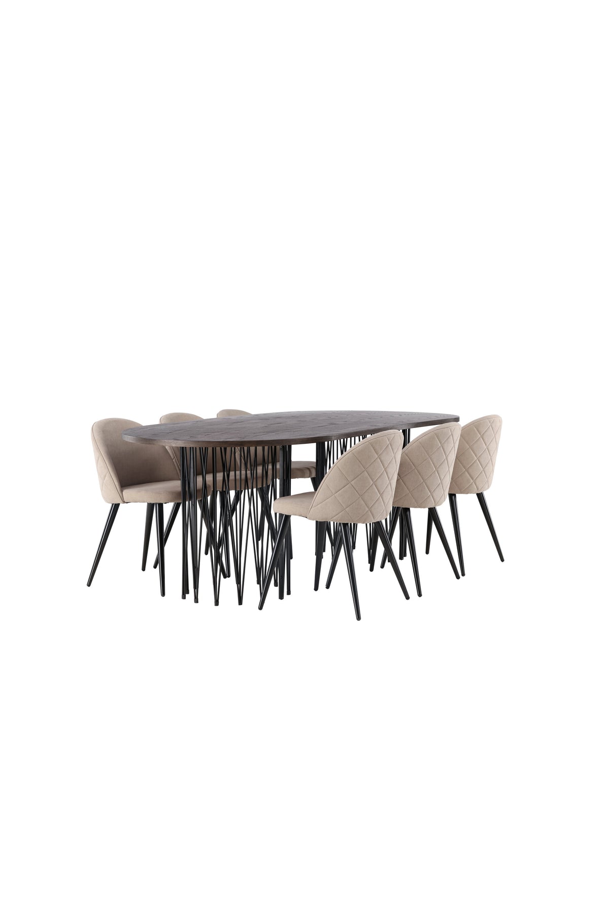 Stone Matbord med Velvet Stolarna – Bord: 74x220x100 Stol: 57x76,5x50