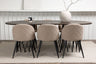 Stone Matbord med Velvet Stolarna – Bord: 74x220x100 Stol: 57x76,5x50