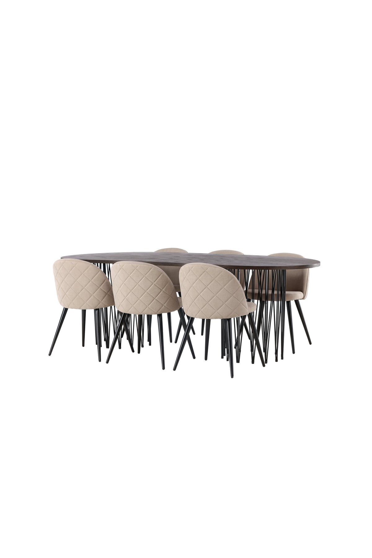 Stone Matbord med Velvet Stolarna – Bord: 74x220x100 Stol: 57x76,5x50
