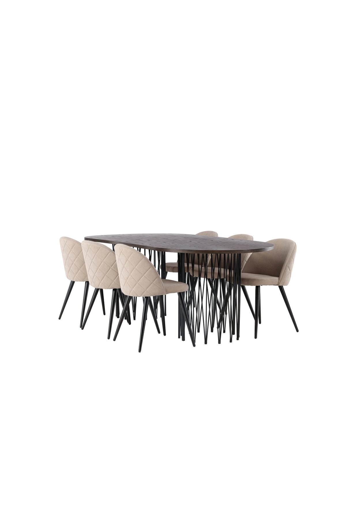 Stone Matbord med Velvet Stolarna – Bord: 74x220x100 Stol: 57x76,5x50