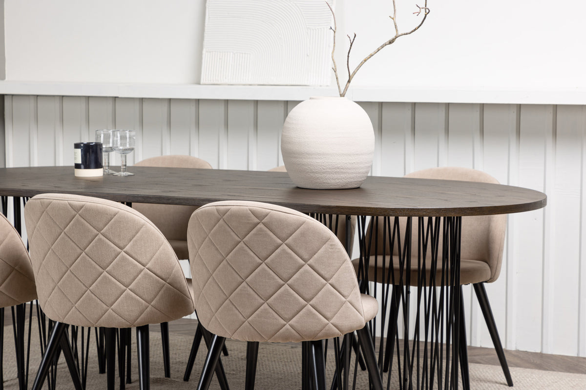 Stone Matbord med Velvet Stolarna – Bord: 74x220x100 Stol: 57x76,5x50