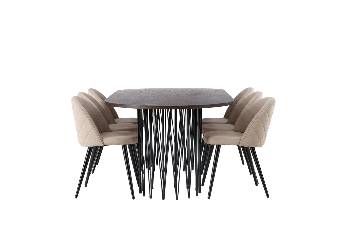 Stone Matbord med Velvet Stolarna – Bord: 74x220x100 Stol: 57x76,5x50