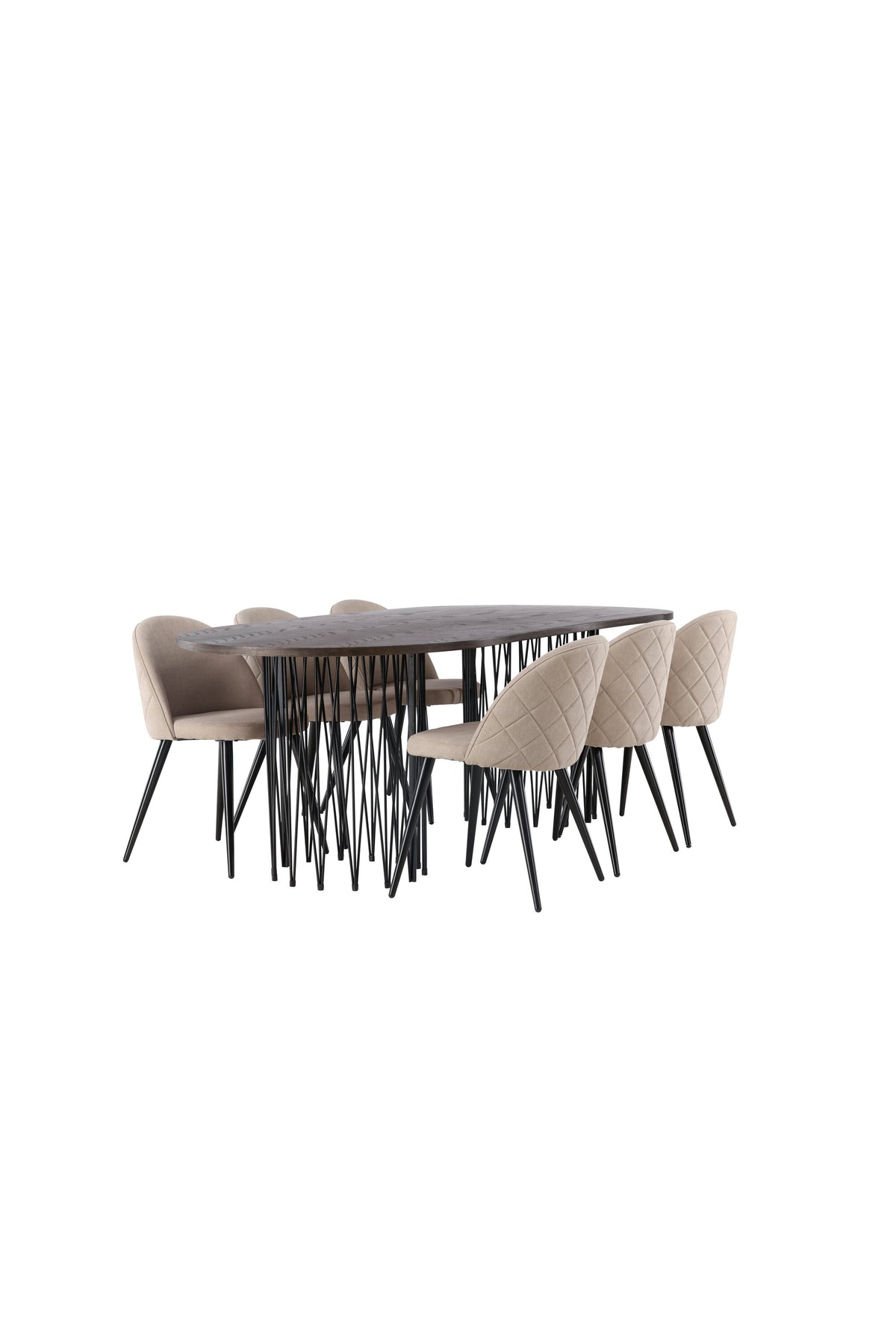 Stone Matbord med Velvet Stolarna – Bord: 74x220x100 Stol: 57x76,5x50