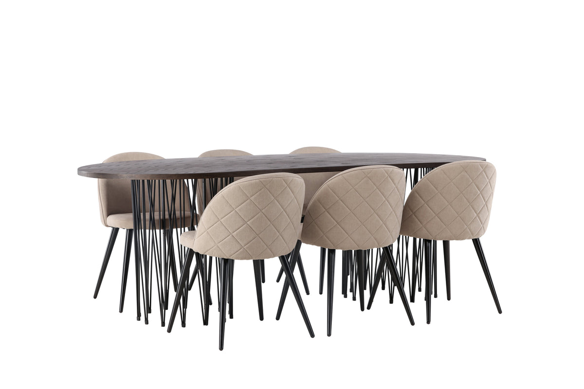 Stone Matbord med Velvet Stolarna – Bord: 74x220x100 Stol: 57x76,5x50