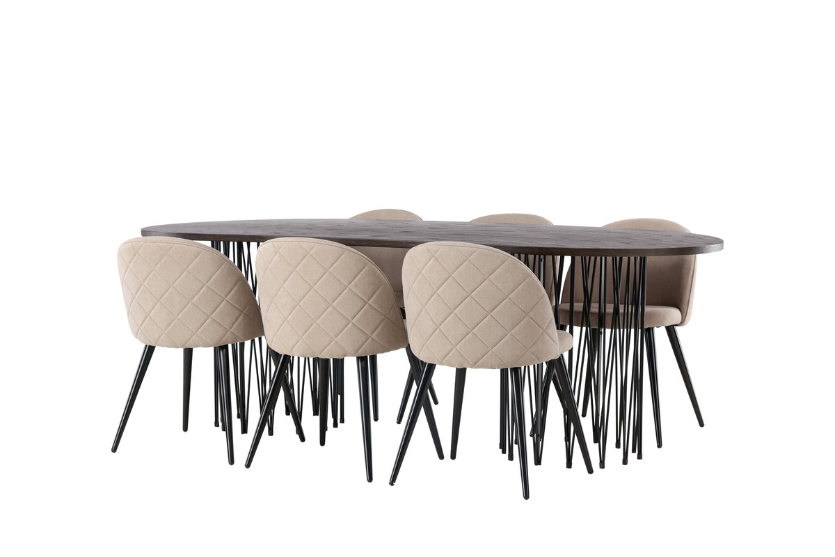 Stone Matbord med Velvet Stolarna – Bord: 74x220x100 Stol: 57x76,5x50