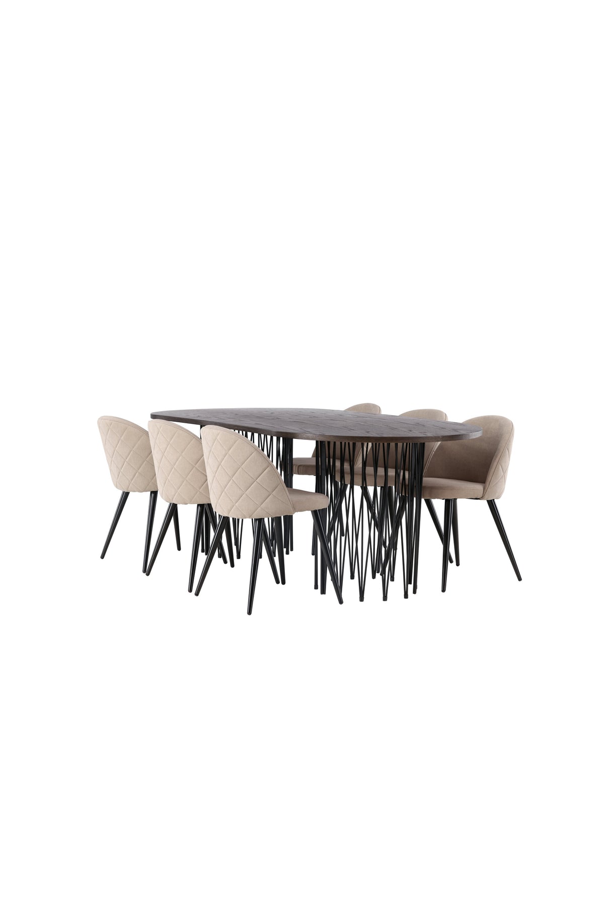 Stone Matbord med Velvet Stolarna – Bord: 74x220x100 Stol: 57x76,5x50