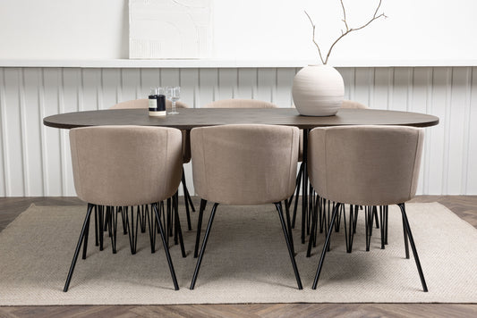 Stone Matbord med Berit Stolarna – Bord: 74x220x100 Stol: 55x78x55