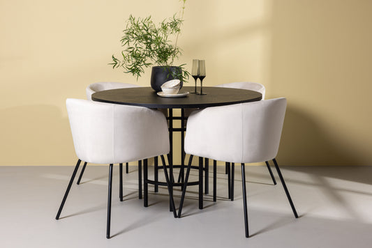 Copenhagen Matbord med Berit Stolarna – Bord: ⌀115 Stol: 55x78x55