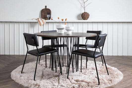 Stone Matbord med Kenth Stolarna – Bord: ⌀120 Stol: 52x76x40