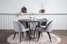 Stone Matbord med Velvet Stolarna – Bord: ⌀120 Stol: 57x76,5x50