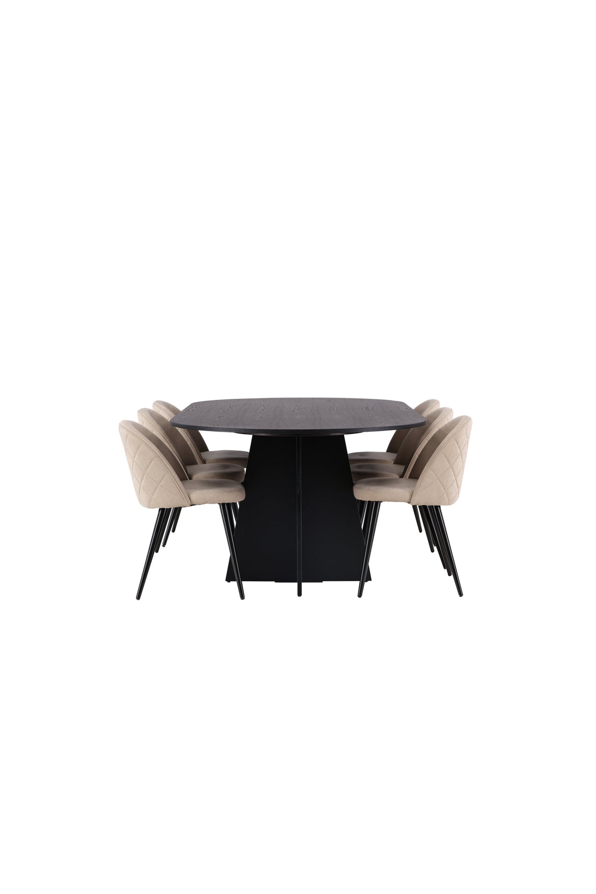 Bootcut Matbord med Velvet Stolarna – Bord: 75x230x115 Stol: 57x76,5x50