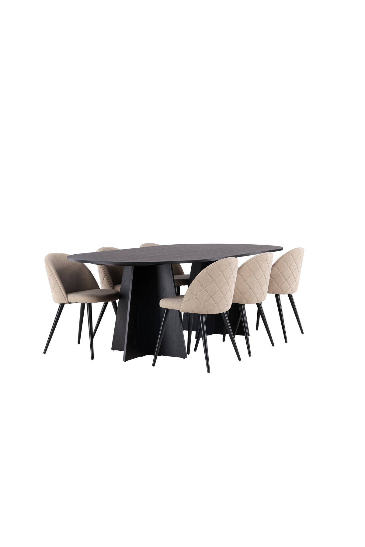 Bootcut Matbord med Velvet Stolarna – Bord: 75x230x115 Stol: 57x76,5x50