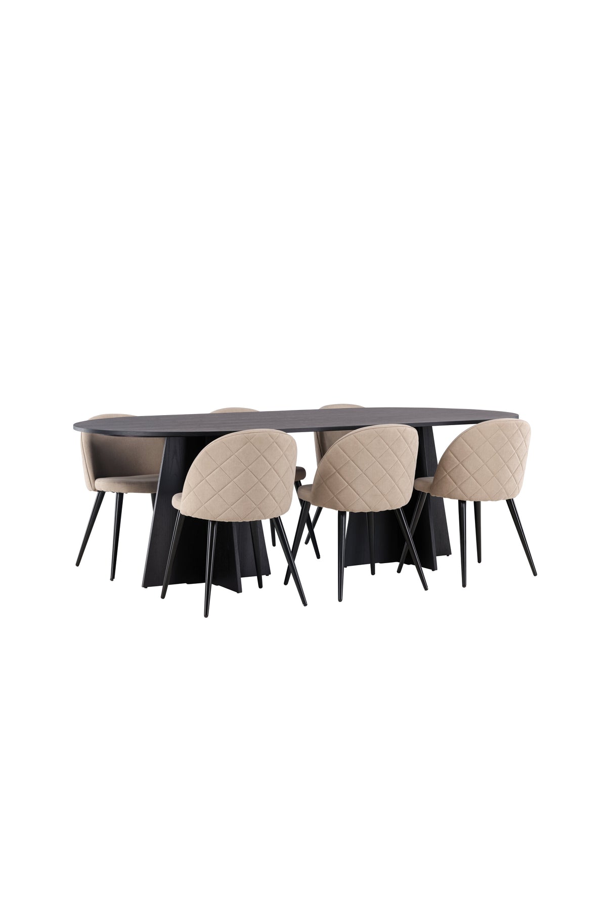 Bootcut Matbord med Velvet Stolarna – Bord: 75x230x115 Stol: 57x76,5x50