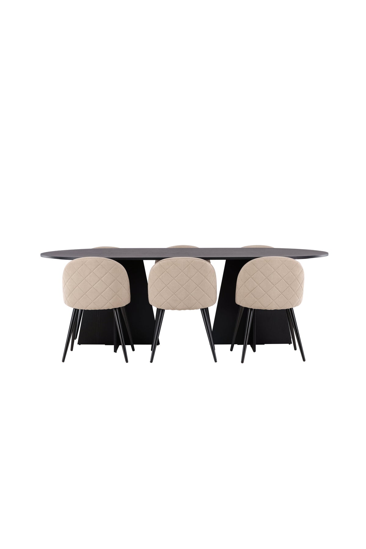 Bootcut Matbord med Velvet Stolarna – Bord: 75x230x115 Stol: 57x76,5x50